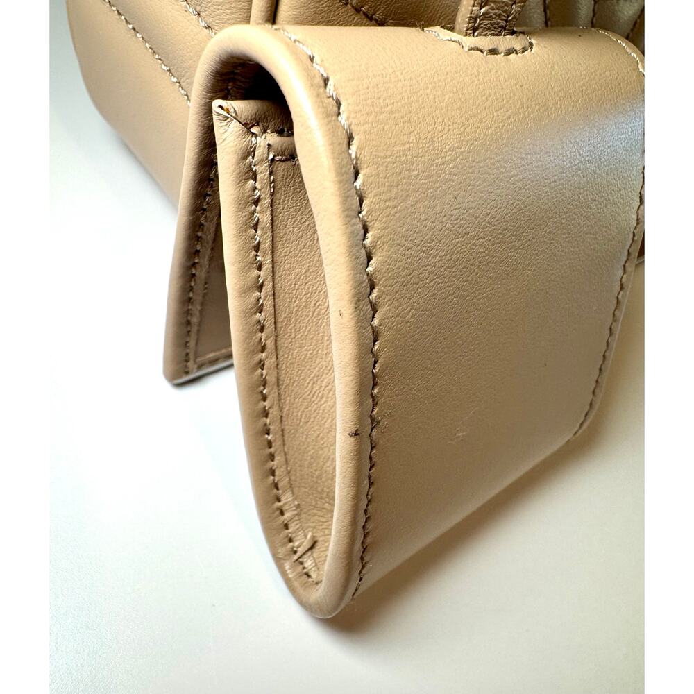 Prada Diagramme Medium Quilted Flap Bag In Tan Calfskin Leather W Silver Chain - Picture 10 of 16